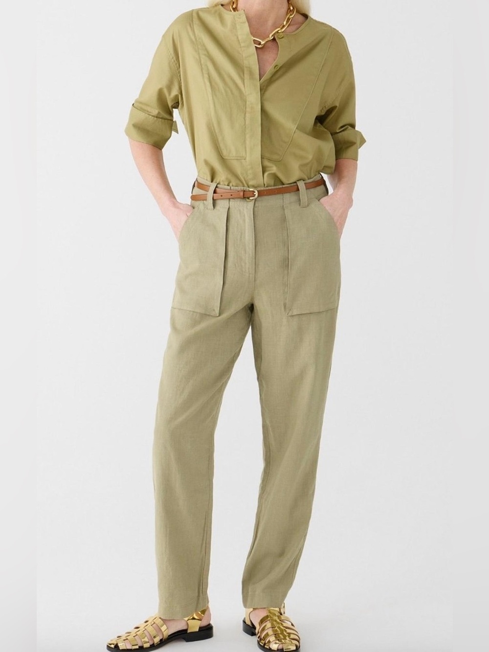 J. Crew Seaside cargo pant in linen-TENCEL™ lyocell blend